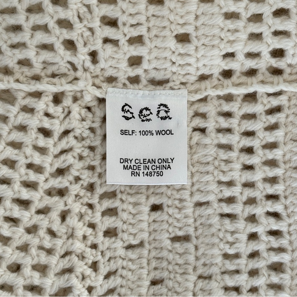 NWT SEA New York White Short-Sleeve Crochet Knit Carter Sweater Top - Picture 8 of 8